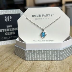 Bomb Party Sterling Club Aquamarine Ice Crystal Necklace